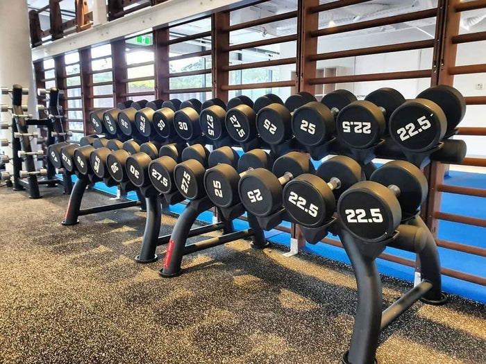 Rubber hex dumbbells