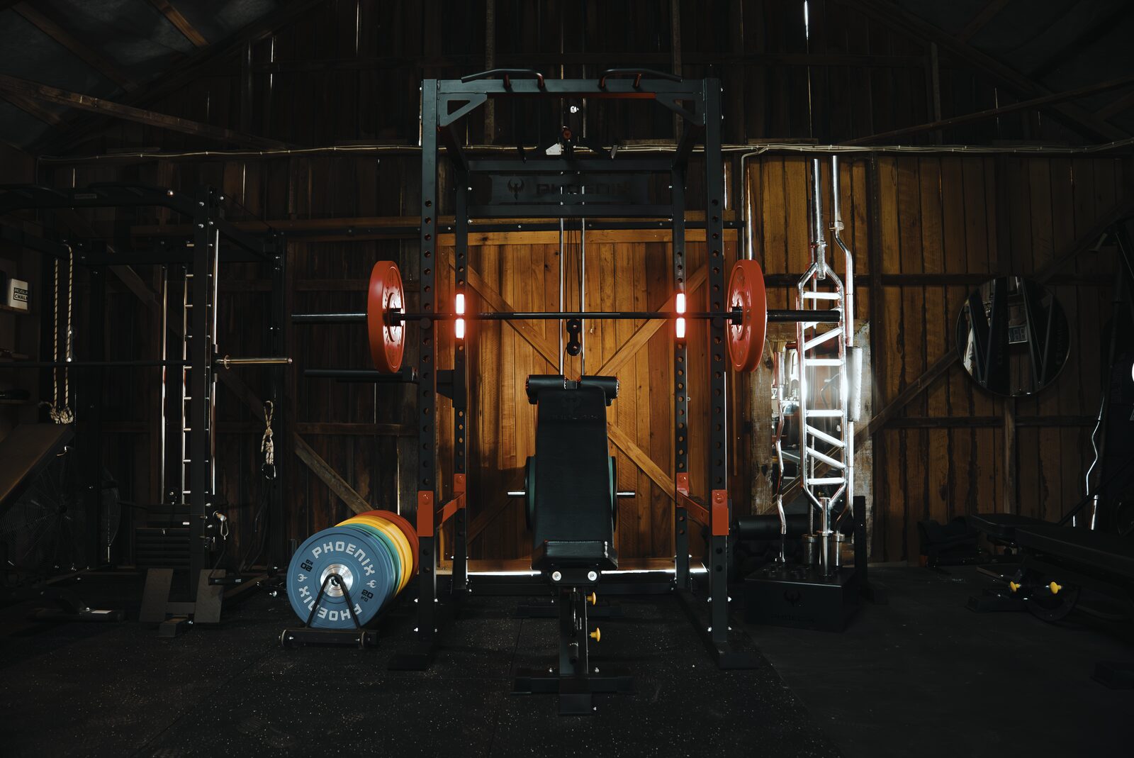 LCPC Pro power cage in a dark gym
