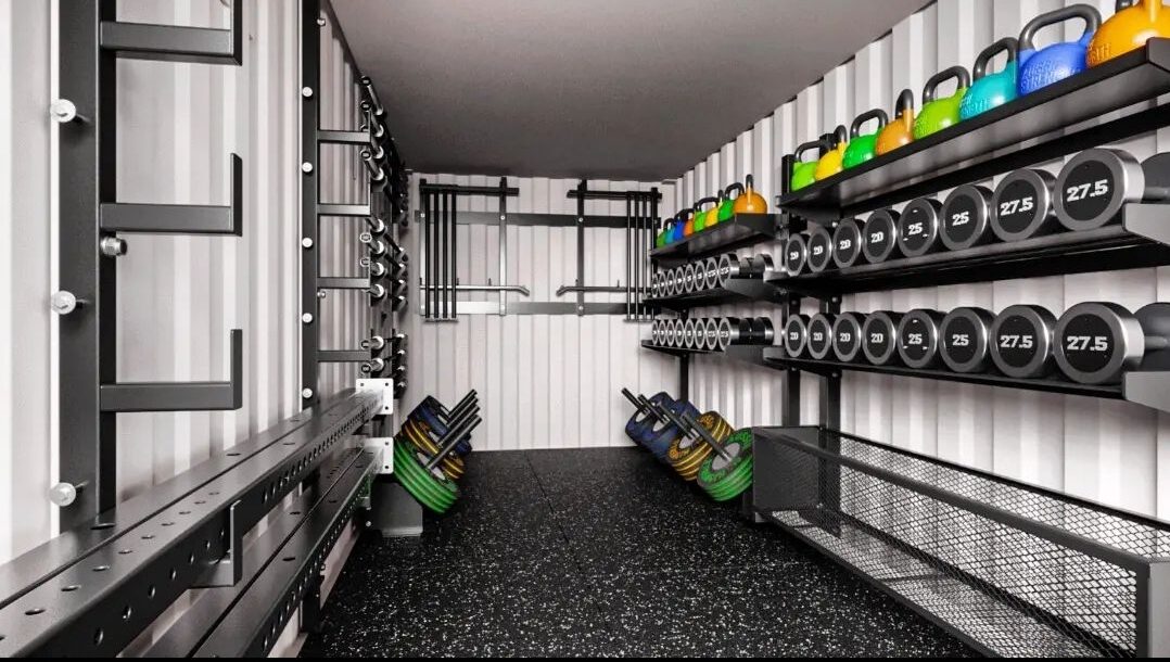 MTG interior storage with kettlebells