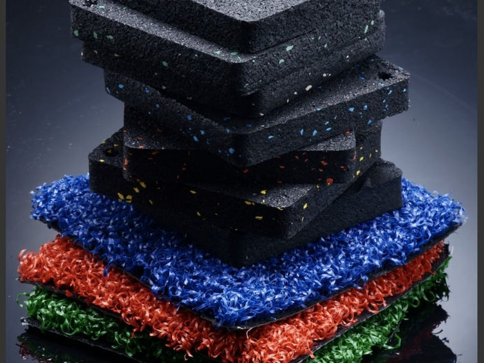 Rubber gym flooring tiles