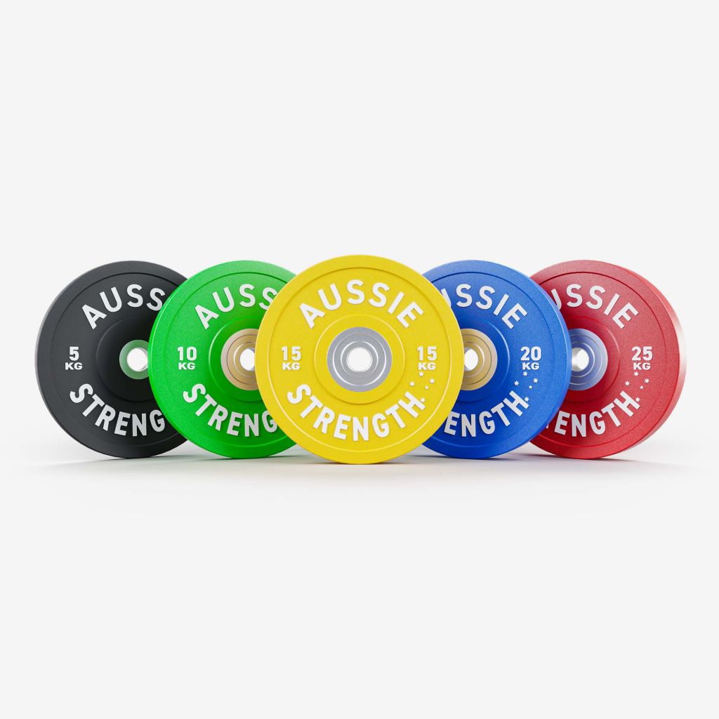 Premium urethane bumper plate lineup 5kg to 25kg