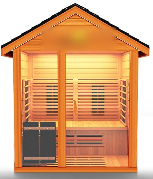 Inferno Hybrid outdoor sauna, traditional rock and infrared combo, 3 person