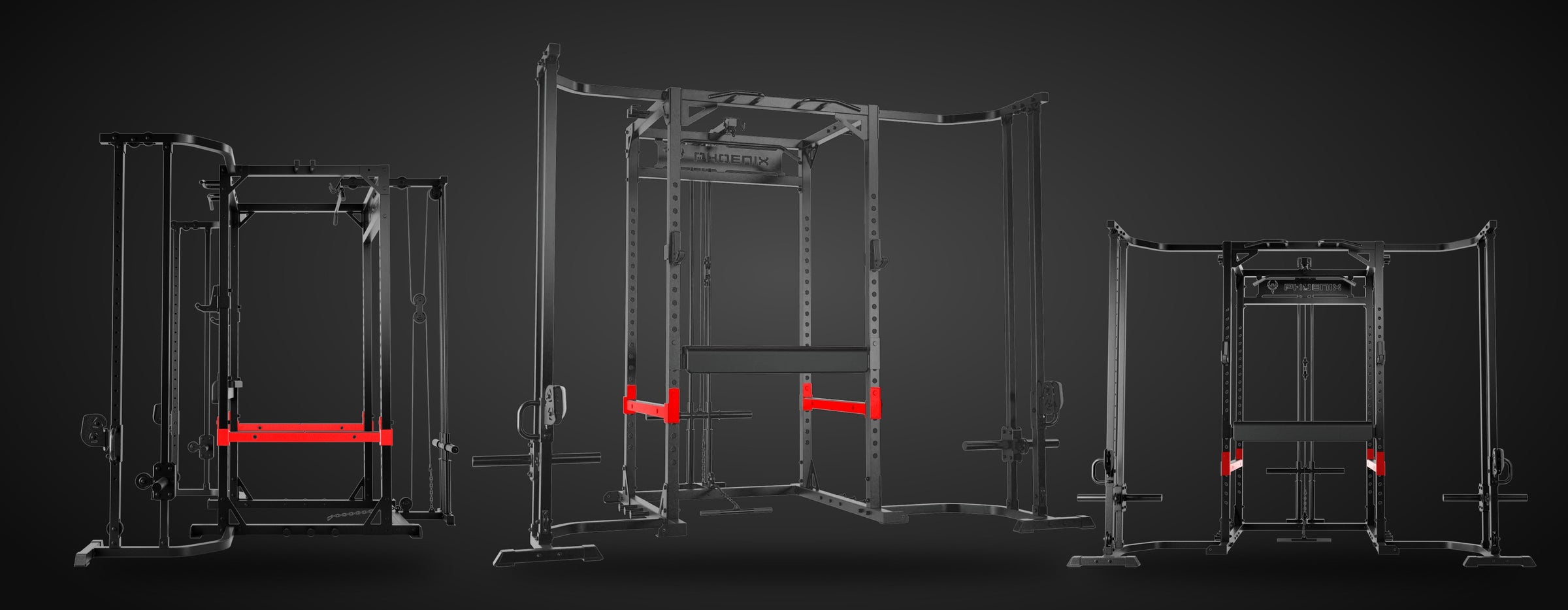 Phoenix LCPC Pro with cable crossover kit, side, three quarter and front views